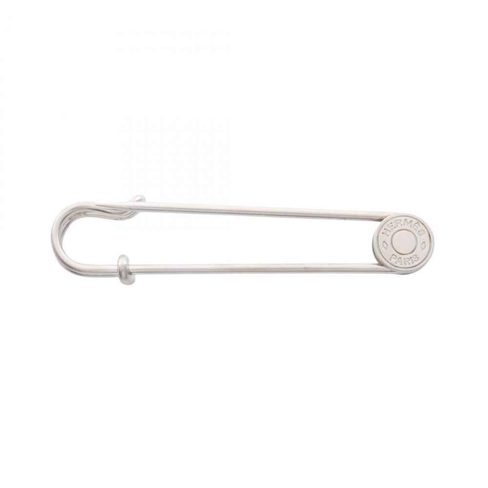 Hermes HERMES Sellier Safety Pin Brooch Accessory Stainless Steel Women's Silver - Picture 2 of 5